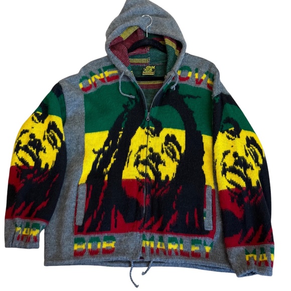 Tejidos Ruminahui Other - Bob Marley One Love Hoodie Sweater Zip Up Rasta Reggae Knit Jacket Men's Size M
